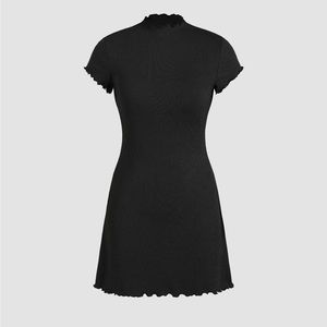 NWT Black Lettuce Trim Mini Dress